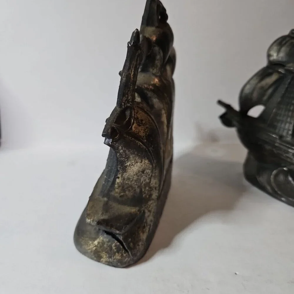 Old Ironsides Constitution 3 Mast Metal Bookends Set Of 2  1 Lb 8 Oz Each - Picture 7 of 16